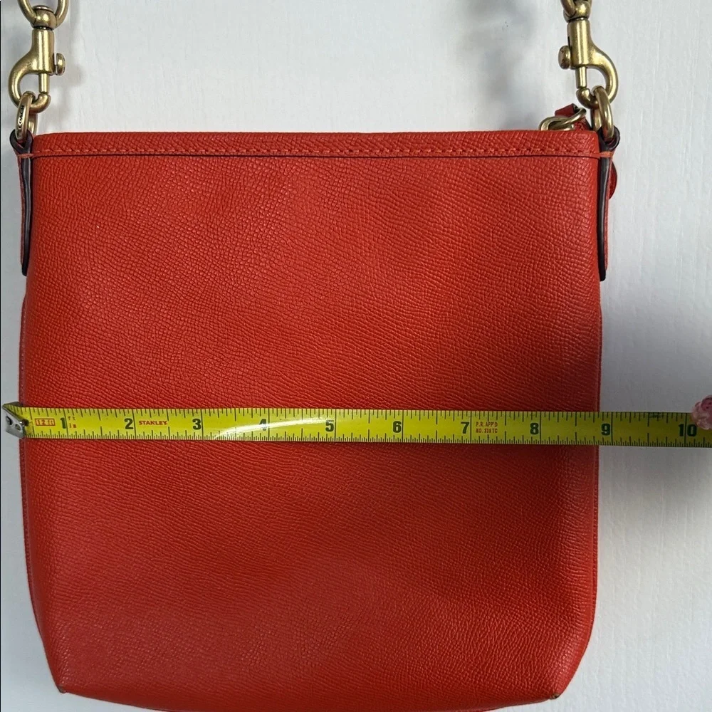 Coach Orange Pebble Leather Crossbody Bag With Front Pocket